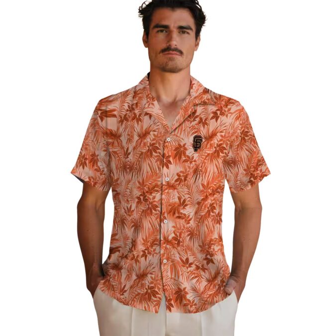 San Francisco MLB Team Leaf Print Orange Vacation Shirt - Tropical Summer Hawaiian Style