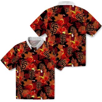 Summer San Francisco Giants Hawaiian Shirt - Bold Orange Red Floral & Toucan Design