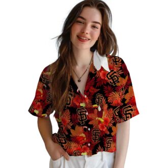 Summer San Francisco Giants Hawaiian Shirt - Bold Orange Red Floral & Toucan Design
