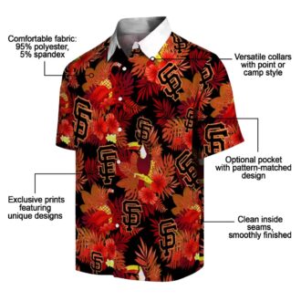 Summer San Francisco Giants Hawaiian Shirt - Bold Orange Red Floral & Toucan Design