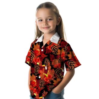 Summer San Francisco Giants Hawaiian Shirt - Bold Orange Red Floral & Toucan Design