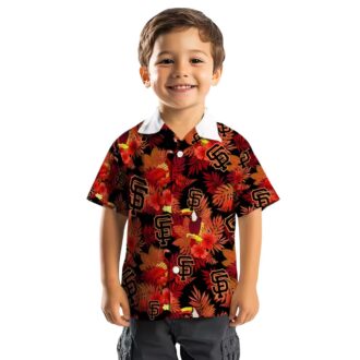 Summer San Francisco Giants Hawaiian Shirt - Bold Orange Red Floral & Toucan Design