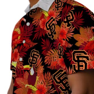 Summer San Francisco Giants Hawaiian Shirt - Bold Orange Red Floral & Toucan Design
