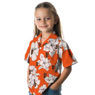 Trendy San Francisco Giants Hawaiian Shirt - Orange White Hibiscus Tropical MLB Fanwear
