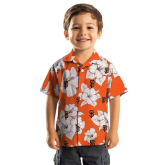 Trendy San Francisco Giants Hawaiian Shirt - Orange White Hibiscus Tropical MLB Fanwear