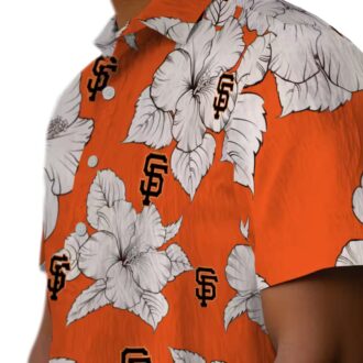 Trendy San Francisco Giants Hawaiian Shirt - Orange White Hibiscus Tropical MLB Fanwear