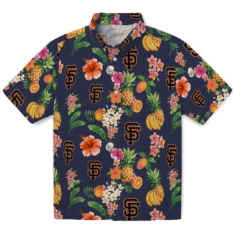 Tropical San Francisco Giants Hawaiian Shirt Navy Blue - MLB Summer Shirt for Beach & Game Day