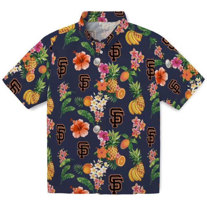 Tropical San Francisco Giants Hawaiian Shirt Navy Blue - MLB Summer Shirt for Beach & Game Day