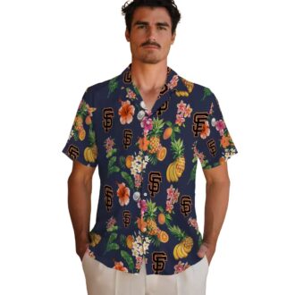 Tropical San Francisco Giants Hawaiian Shirt Navy Blue - MLB Summer Shirt for Beach & Game Day