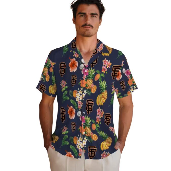 Tropical San Francisco Giants Hawaiian Shirt Navy Blue - MLB Summer Shirt for Beach & Game Day