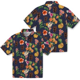 Tropical San Francisco Giants Hawaiian Shirt Navy Blue - MLB Summer Shirt for Beach & Game Day