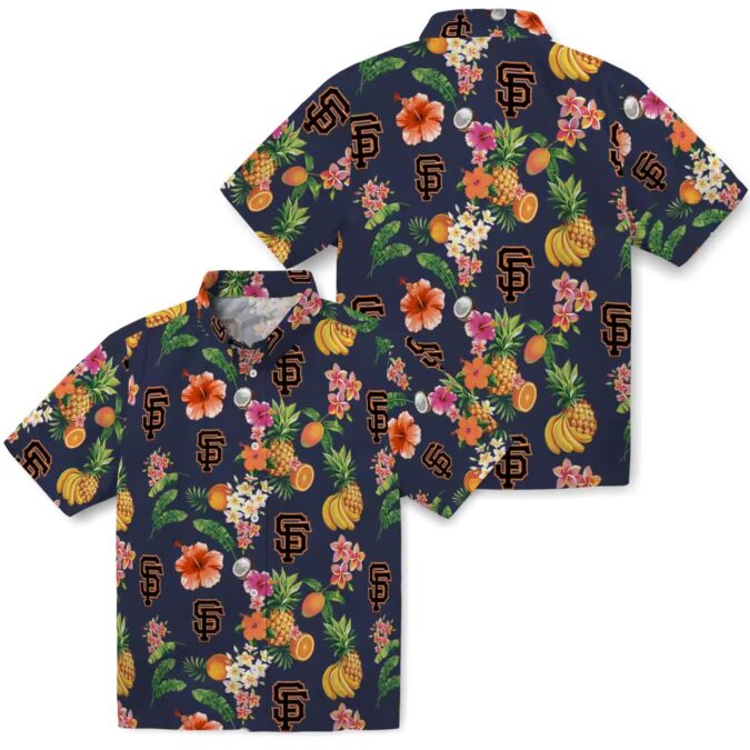 Tropical San Francisco Giants Hawaiian Shirt Navy Blue - MLB Summer Shirt for Beach & Game Day