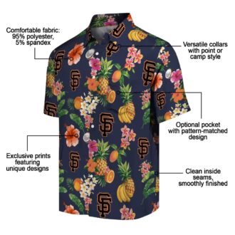 Tropical San Francisco Giants Hawaiian Shirt Navy Blue - MLB Summer Shirt for Beach & Game Day