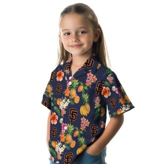 Tropical San Francisco Giants Hawaiian Shirt Navy Blue - MLB Summer Shirt for Beach & Game Day