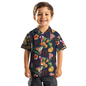 Tropical San Francisco Giants Hawaiian Shirt Navy Blue - MLB Summer Shirt for Beach & Game Day