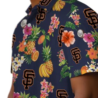 Tropical San Francisco Giants Hawaiian Shirt Navy Blue - MLB Summer Shirt for Beach & Game Day