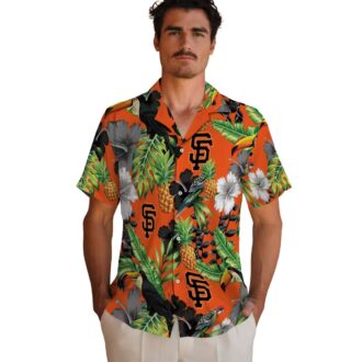 Women's San Francisco Giants MLB Hawaiian Shirt with Toucan & Hibiscus Design