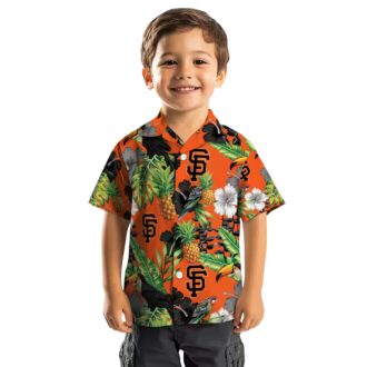 Women's San Francisco Giants MLB Hawaiian Shirt with Toucan & Hibiscus Design