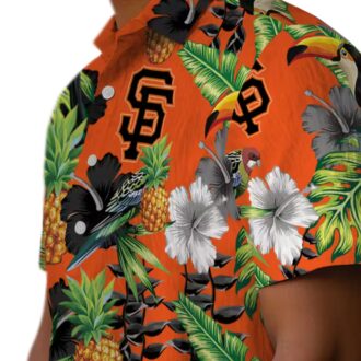 Women's San Francisco Giants MLB Hawaiian Shirt with Toucan & Hibiscus Design