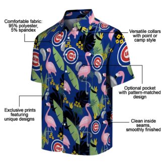 Best Chicago Cubs Flamingo Leaves Hawaiian Shirt - Blue Tropical Shirt for Cubs Fans