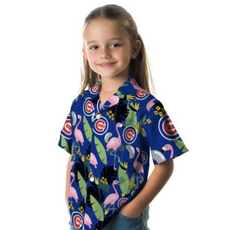 Best Chicago Cubs Flamingo Leaves Hawaiian Shirt - Blue Tropical Shirt for Cubs Fans