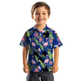 Best Chicago Cubs Flamingo Leaves Hawaiian Shirt - Blue Tropical Shirt for Cubs Fans
