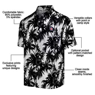 Black and White Chicago Cubs Palm Hawaiian Shirt - Ideal for Summer Parties and Beachwear