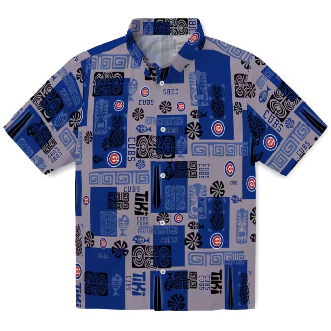 Blue Tribal Symbols Chicago Cubs Hawaiian Shirt - Tropical Beach Shirt for Game Day