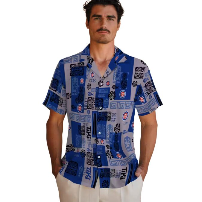 Blue Tribal Symbols Chicago Cubs Hawaiian Shirt - Tropical Beach Shirt for Game Day