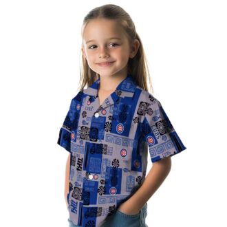 Blue Tribal Symbols Chicago Cubs Hawaiian Shirt - Tropical Beach Shirt for Game Day