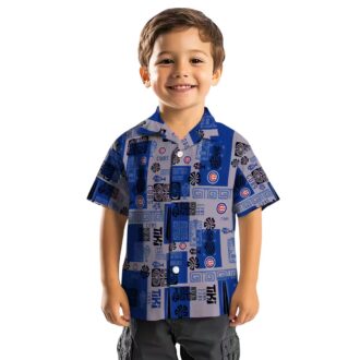 Blue Tribal Symbols Chicago Cubs Hawaiian Shirt - Tropical Beach Shirt for Game Day