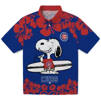 Blue White Chicago Cubs Hawaiian Shirt - Snoopy Surf Design for MLB Fans