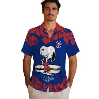 Blue White Chicago Cubs Hawaiian Shirt - Snoopy Surf Design for MLB Fans