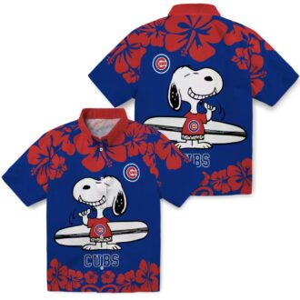 Blue White Chicago Cubs Hawaiian Shirt - Snoopy Surf Design for MLB Fans