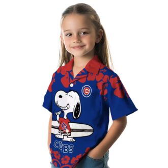 Blue White Chicago Cubs Hawaiian Shirt - Snoopy Surf Design for MLB Fans