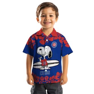 Blue White Chicago Cubs Hawaiian Shirt - Snoopy Surf Design for MLB Fans