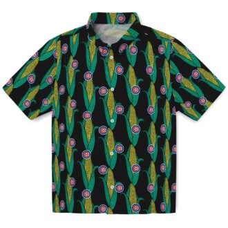 Chicago Cubs Black & Green Hawaiian Shirt - Corn Motifs MLB Fan Gear for Game Day