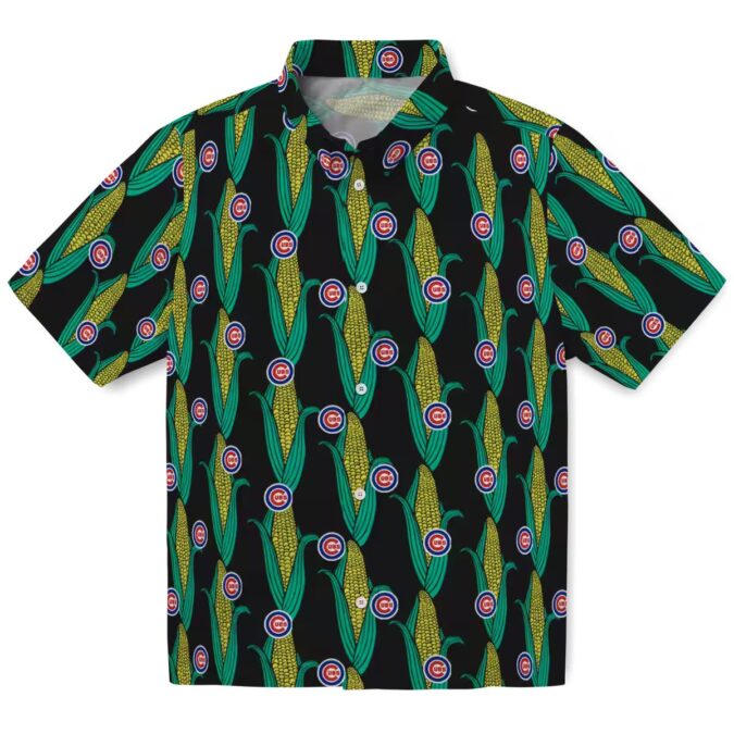 Chicago Cubs Black & Green Hawaiian Shirt - Corn Motifs MLB Fan Gear for Game Day
