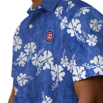 Chicago Cubs Blue Hawaiian Shirt for Men - Hibiscus Floral Summer Fan Gear