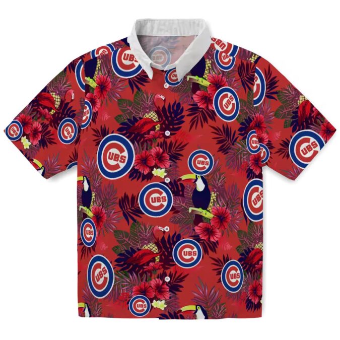 Chicago Cubs Blue Red Floral Hawaiian Shirt - MLB Team Toucan Print for Beach & Vacation