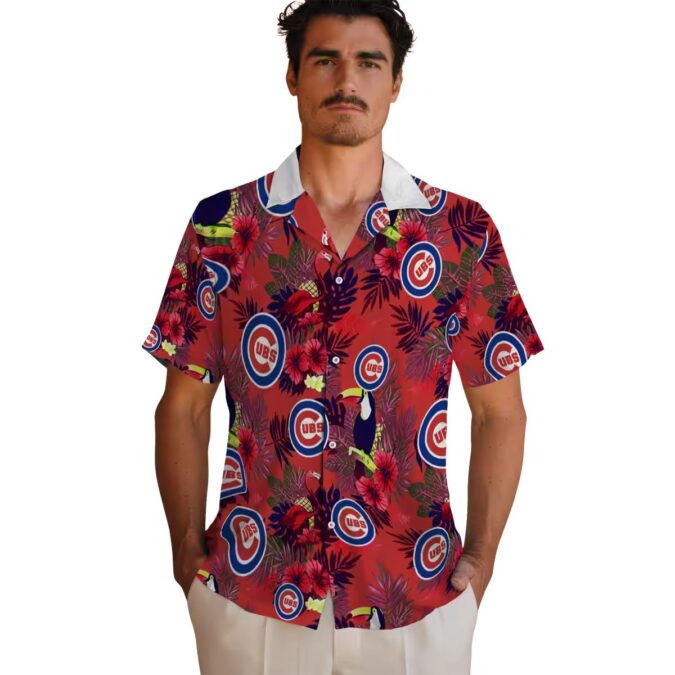 Chicago Cubs Blue Red Floral Hawaiian Shirt - MLB Team Toucan Print for Beach & Vacation