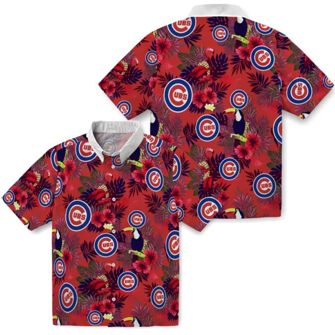 Chicago Cubs Blue Red Floral Hawaiian Shirt - MLB Team Toucan Print for Beach & Vacation