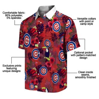 Chicago Cubs Blue Red Floral Hawaiian Shirt - MLB Team Toucan Print for Beach & Vacation