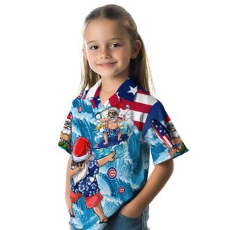 Chicago Cubs Blue Surfing Santa Hawaiian Shirt - Vibrant MLB Team Shirt for Summer Vacations