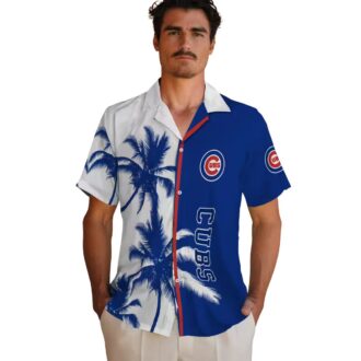 Chicago Cubs Blue White Palm Trees Hawaiian Shirt - MLB Team Summer Fan Shirt