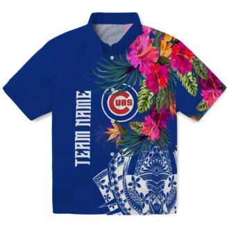 Chicago Cubs Floral Polynesian Blue Hawaiian Shirt - MLB Team Beach Shirt for Men