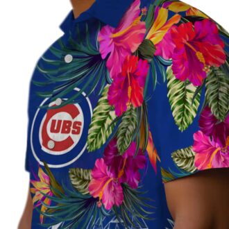 Chicago Cubs Floral Polynesian Blue Hawaiian Shirt - MLB Team Beach Shirt for Men