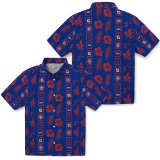 Chicago Cubs Framed Floral Blue Hawaiian Shirt - Perfect for Summer Vacations