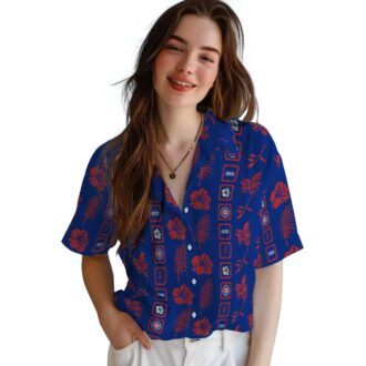 Chicago Cubs Framed Floral Blue Hawaiian Shirt - Perfect for Summer Vacations