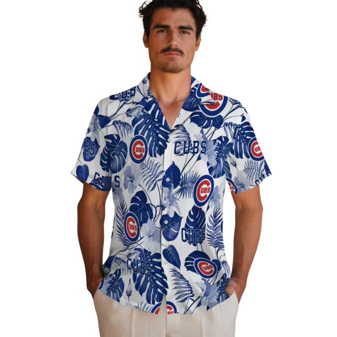 Chicago Cubs Men's Hawaiian Shirt - Tropical Blue White MLB Game Day Outfit